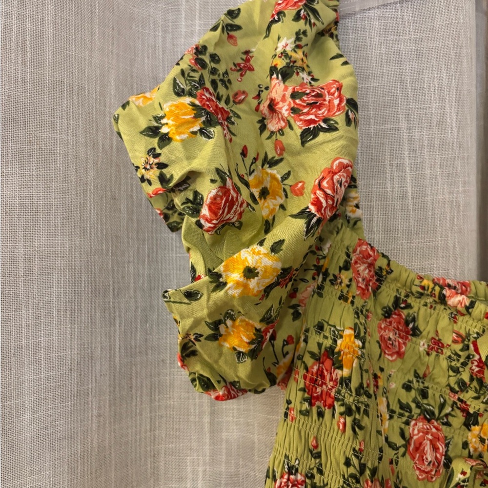 Rebellion Again Floral Green Tiered Maxi Dress - Picture 3 of 10